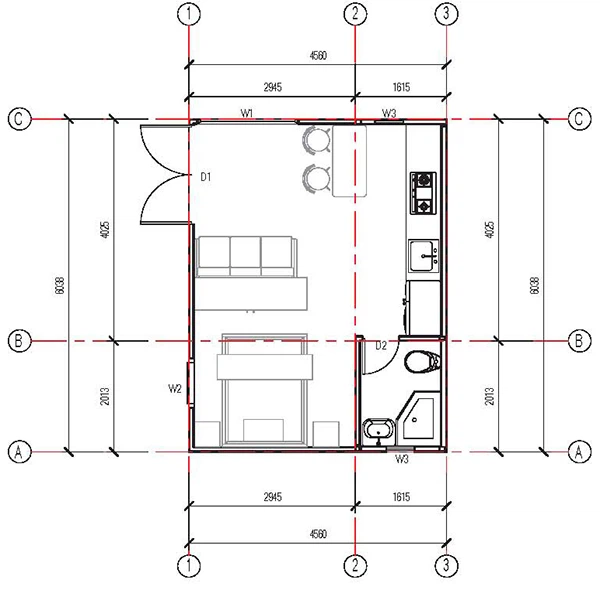product-600-600 28m2 expandable prefab house Layout_1